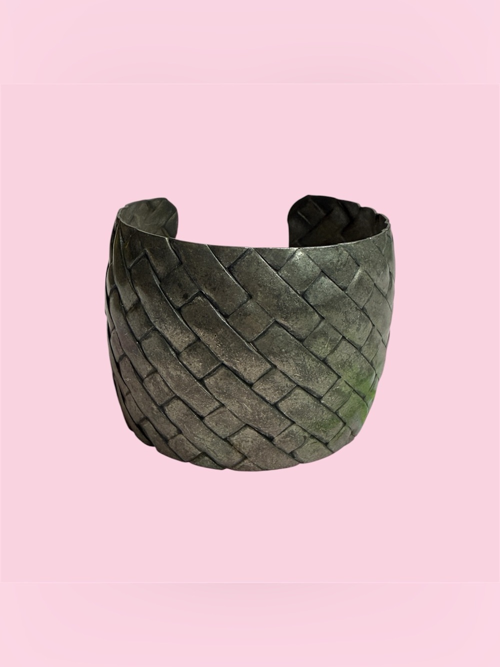 Silver basket weave cuff